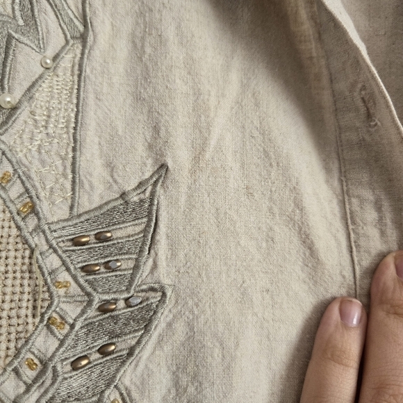 Roaman's 90s Women's Embroidered Linen-Blend Shirt - Size XL - Picture 4 of 6